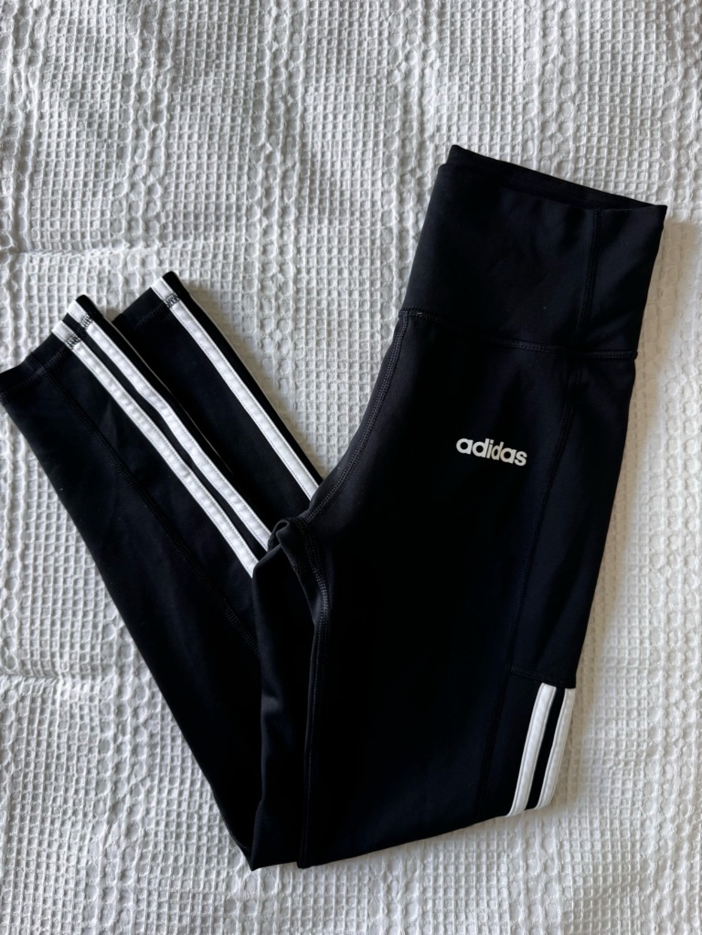 Adidas Climalite Three-Stripes Leggings - Black size Small - Picture 3 of 4